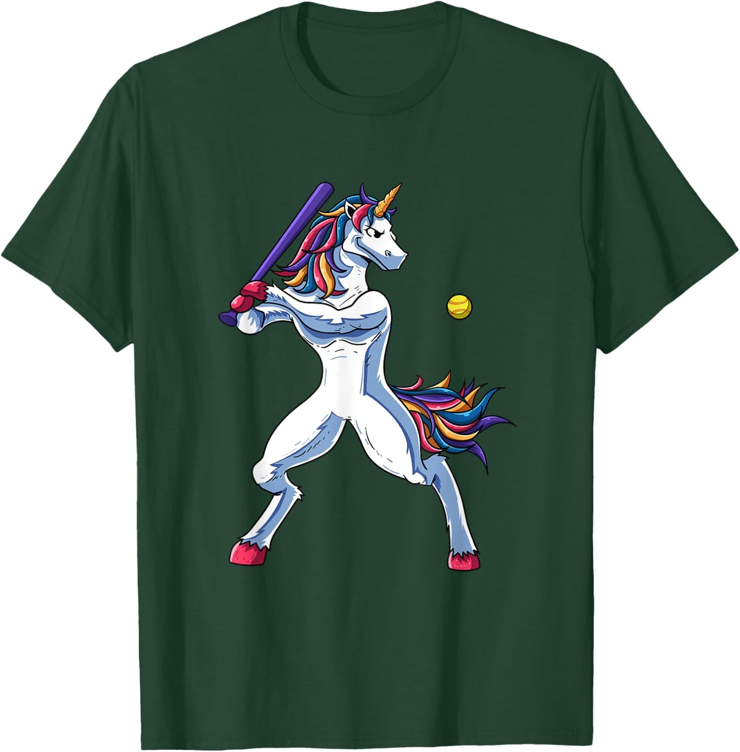 Funny Unicorn Softball Player Baseball Batter Hitter Gifts T-Shirt - T-Shirt | Forest