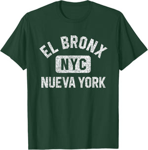 El Bronx Nueva York NYC Gym Style Distressed White Print T-Shirt - T-Shirt | Forest