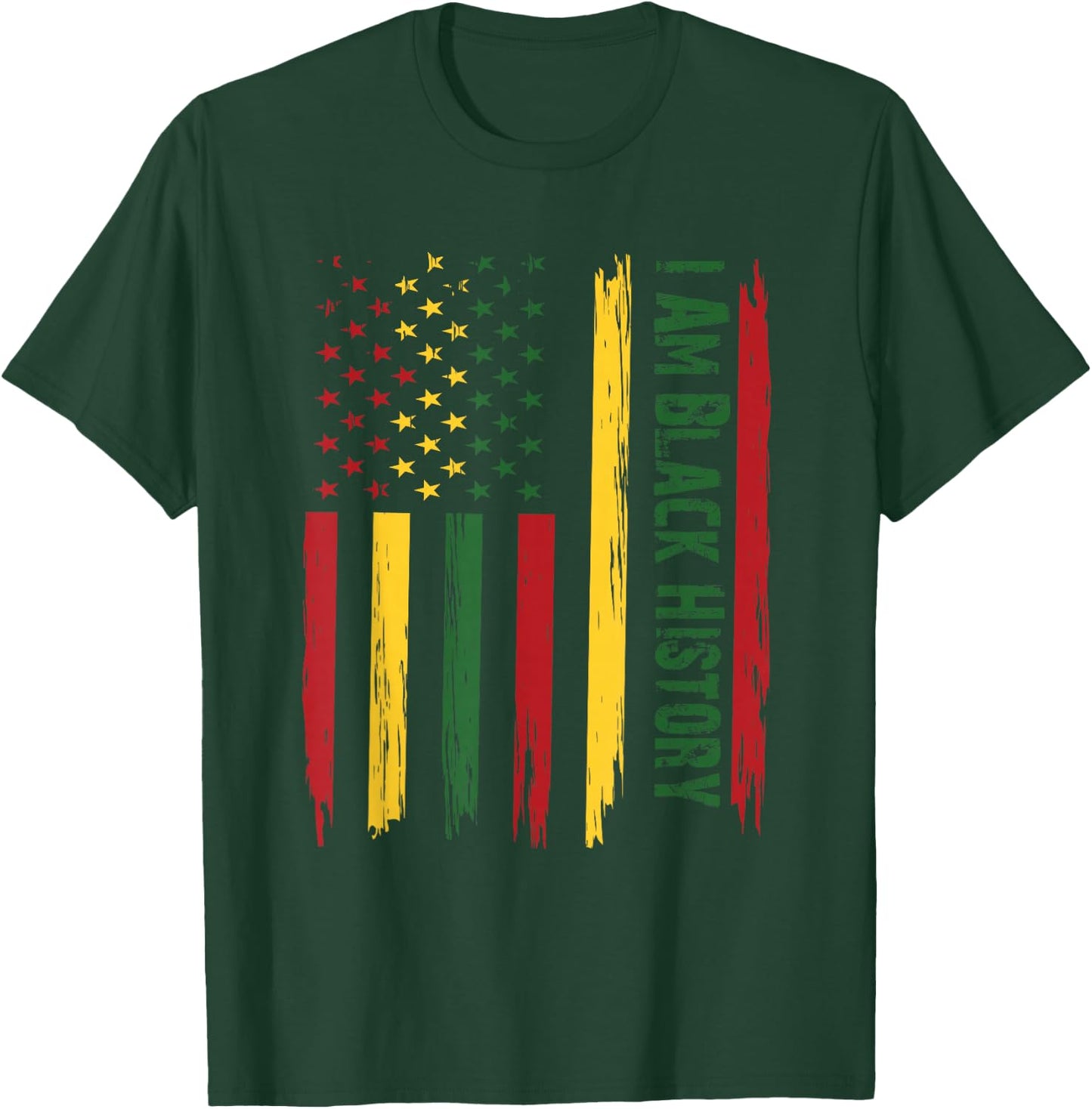 I AM Black History Month African American Flag USA T-Shirt - T-Shirt | Forest