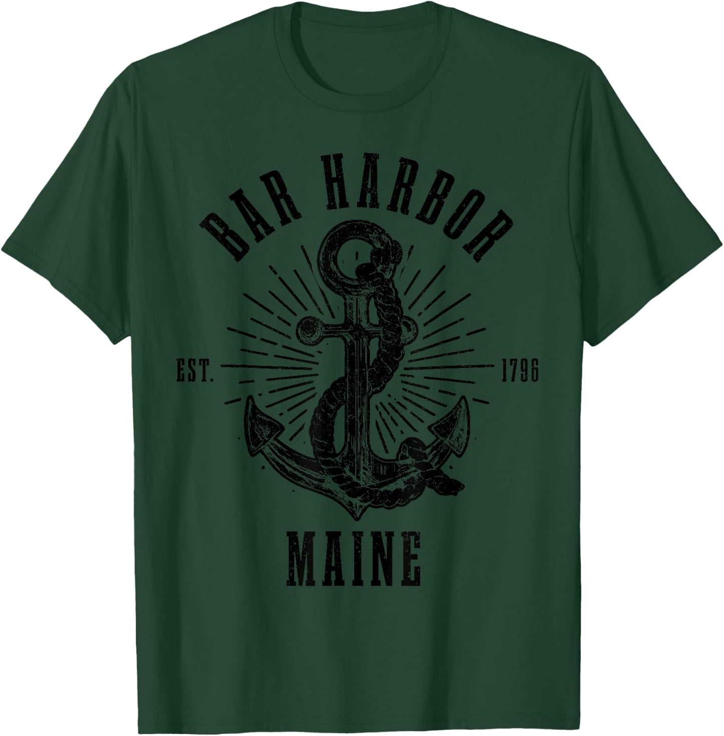 Bar Harbor Maine Anchor Vintage USA America Souvenir T-Shirt - T-Shirt | Forest
