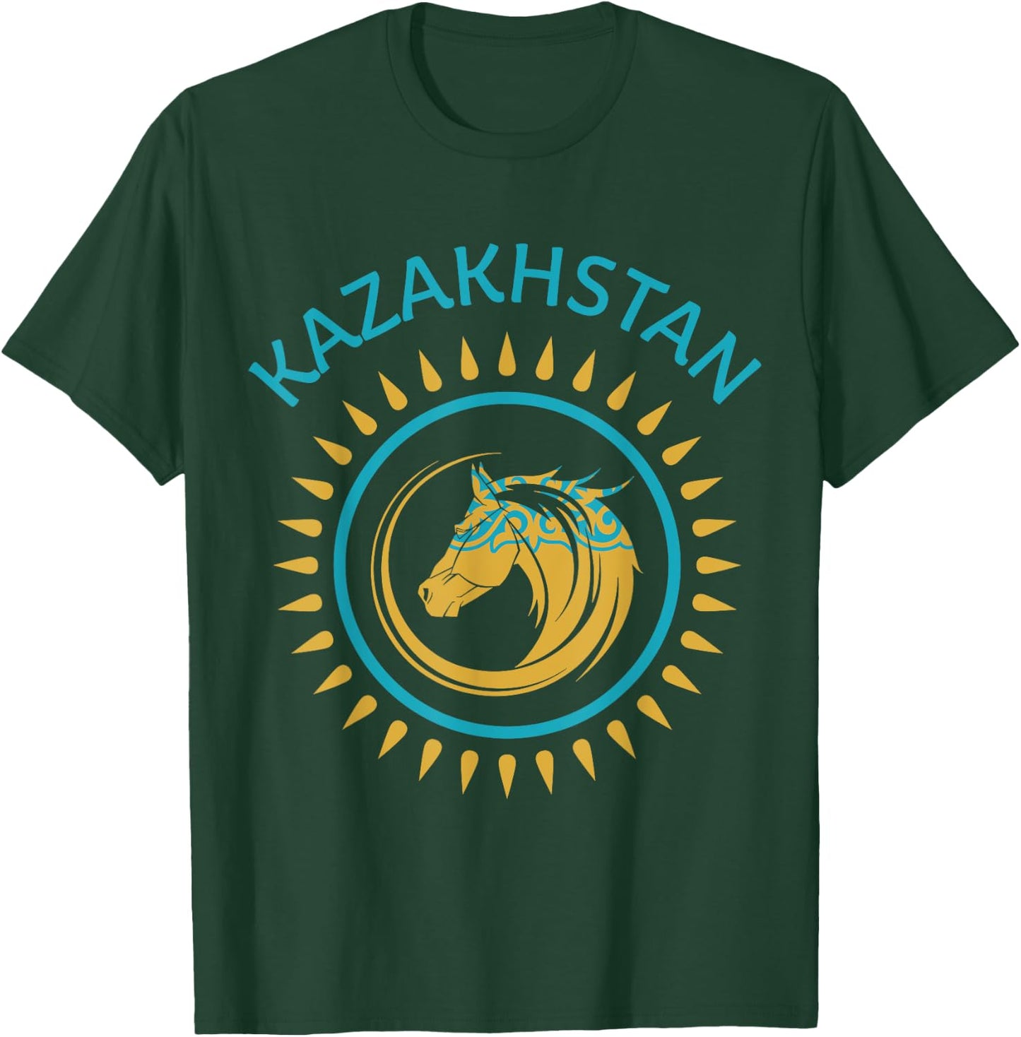 Republic of Kazakhstan Kazakhstan Kazakhian Flag Horse T-Shirt - T-Shirt | Forest