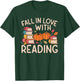 Fall In Love With Reading Book Autumn Pumpkins And Teachers T-Shirt - T-Shirt | Forest