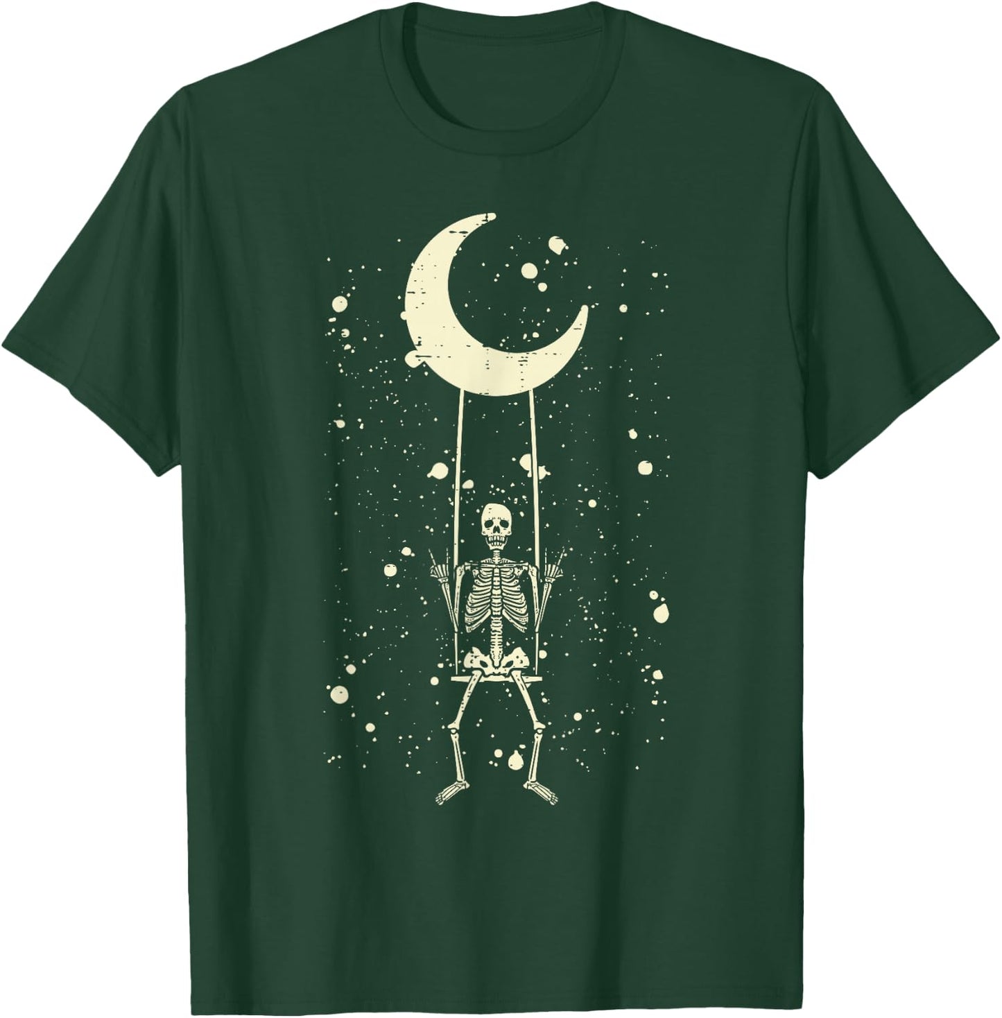 Rocker Skeleton Moon Rock Band Halloween Men Women Boys Kids T-Shirt - T-Shirt | Forest
