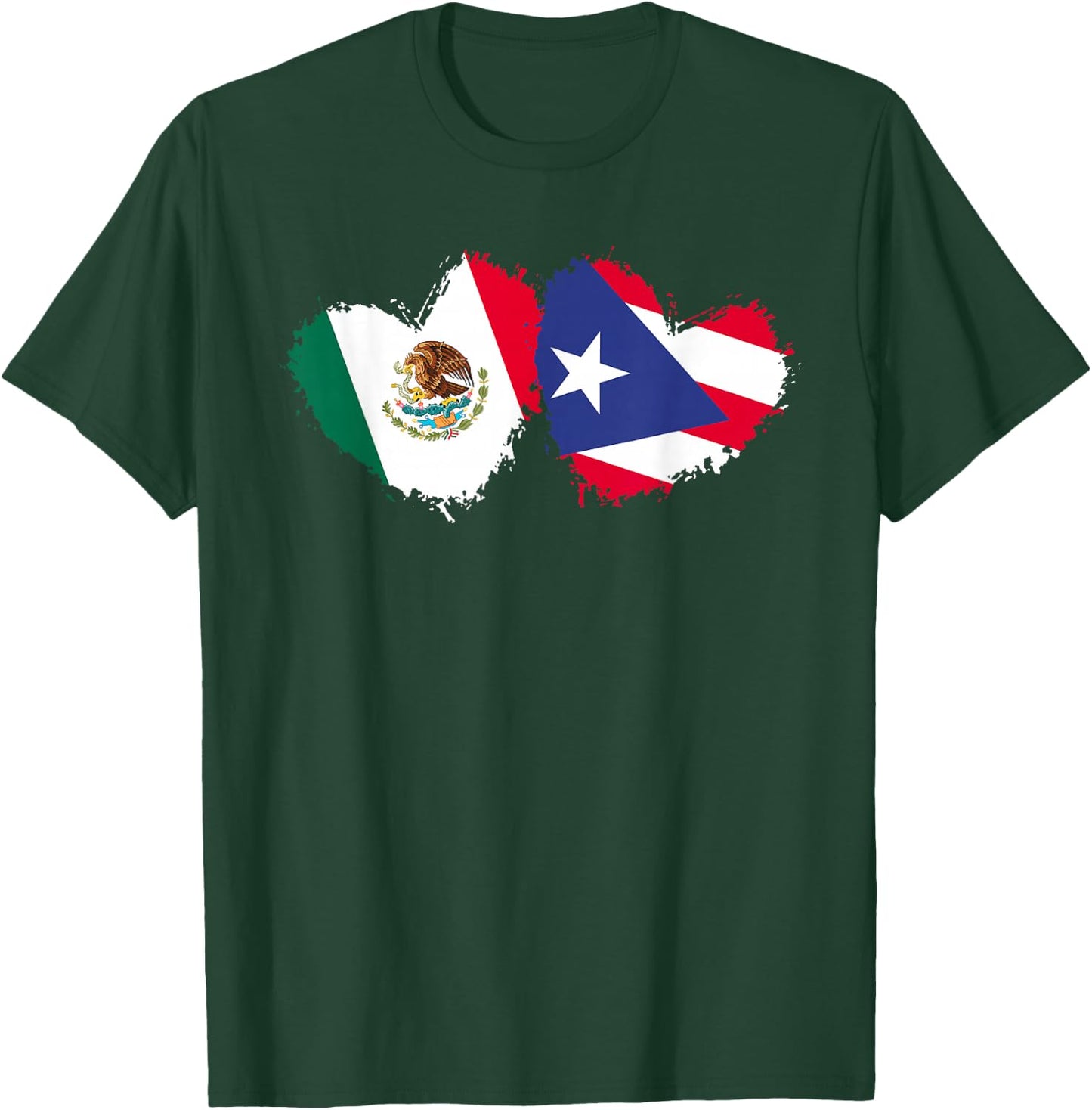Mexirican Puerto Rico Flag Mexican Puerto Rican Love Heart T-Shirt - T-Shirt | Forest
