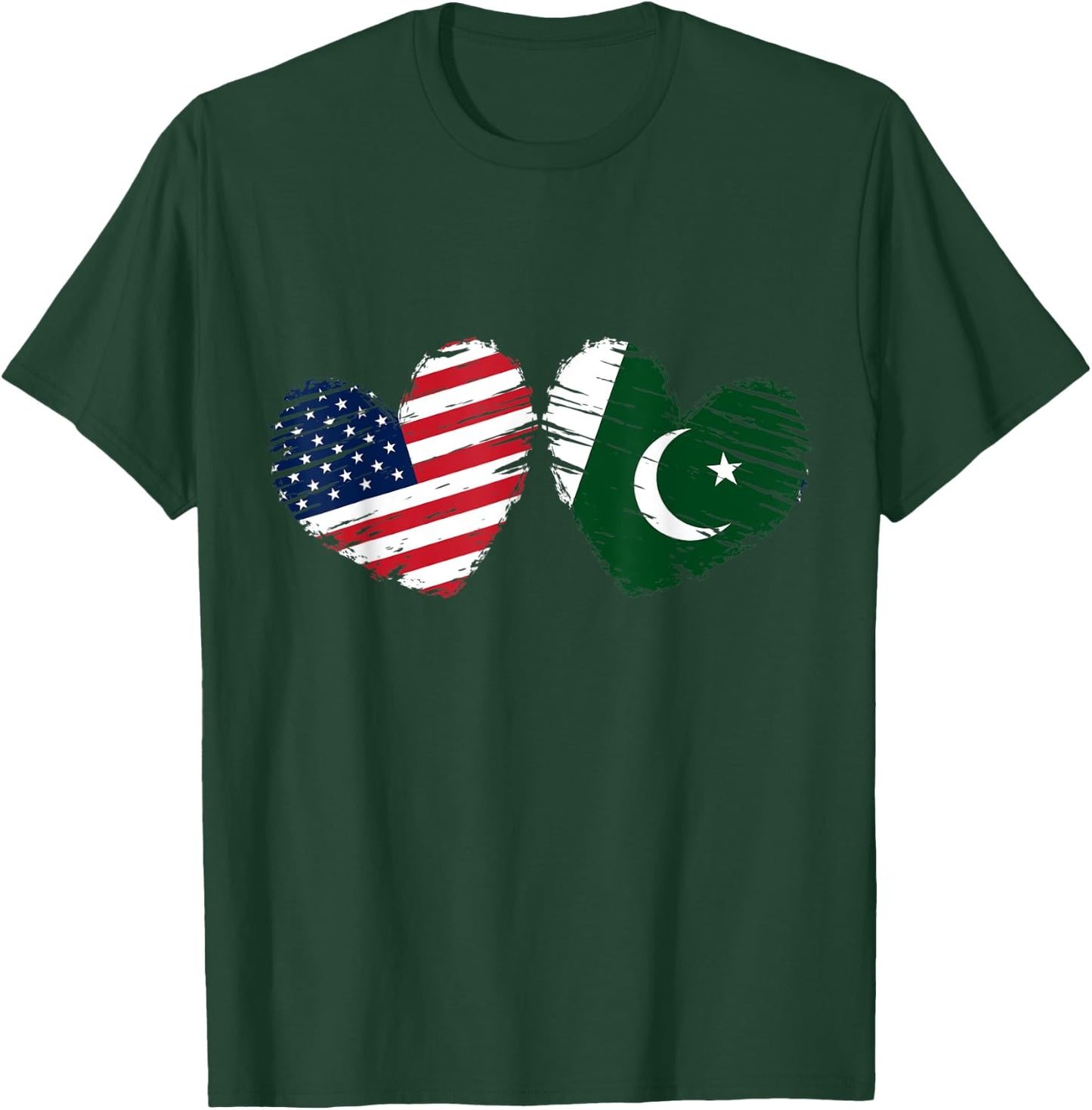 USA Pakistan Flag Heart Valentines Day Pakistani American T-Shirt - T-Shirt | Forest