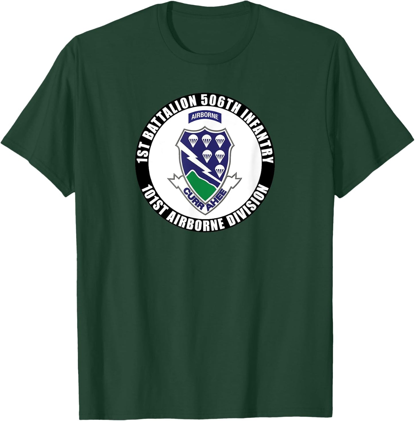 SoldierTees 1st Battalion 506th Infantry, 101st Airborne Division Veteran - Men's Black Classic Fit Short Sleeve - Small T-Shirt - T-Shirt | Forest