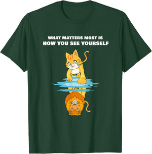 What Matters Most Is How You See Yourself Motivational Lion T-Shirt - T-Shirt | Forest
