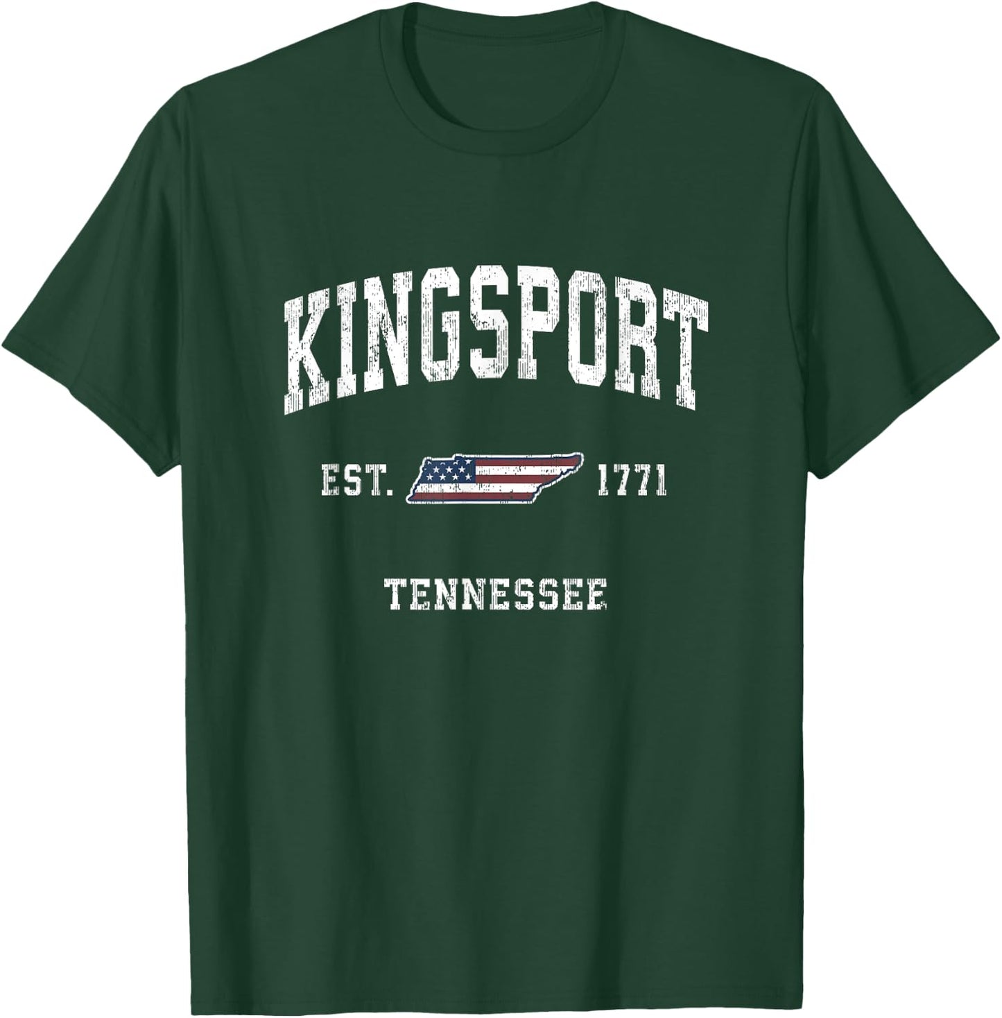 Kingsport Tennessee TN Vintage American Flag Sports Design T-Shirt - T-Shirt | Forest