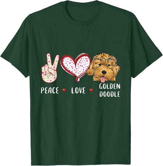 peace love Goldendoodle gift women kids doodle dog T-Shirt - T-Shirt | Forest
