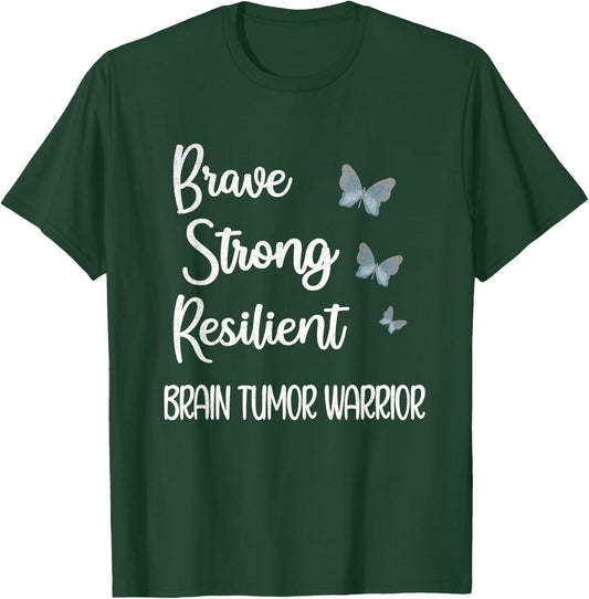 Brain Tumor Warrior | Brain Cancer Awareness Gray Ribbon T-Shirt - T-Shirt | Forest