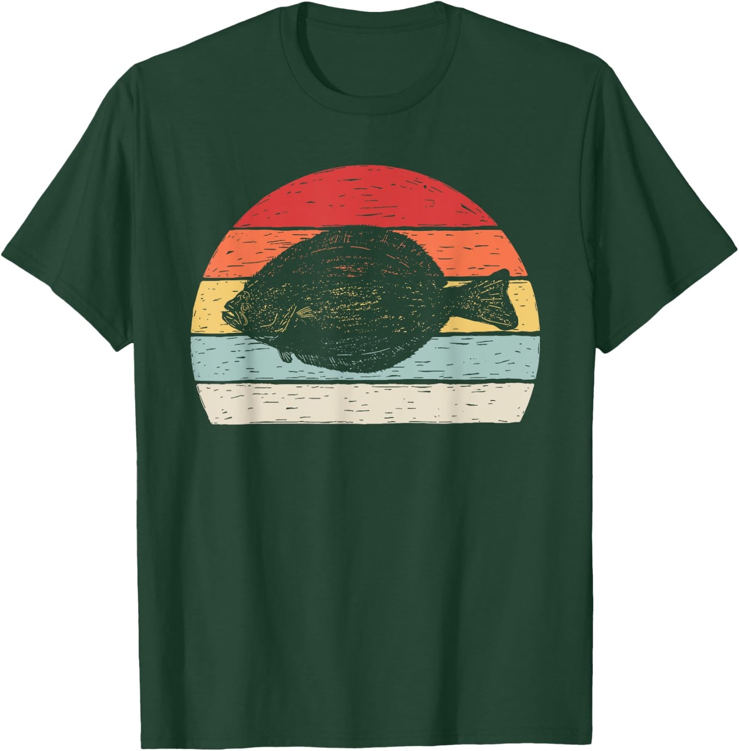 Vintage Retro Flounder Fish T-Shirt - T-Shirt | Forest