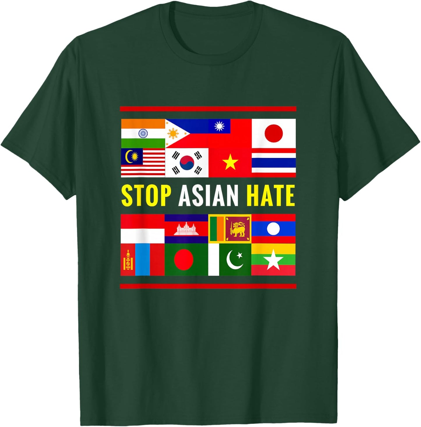 Stop AAPI Hate Support Awareness - Stop Asian Hate Flag T-Shirt - T-Shirt | Forest
