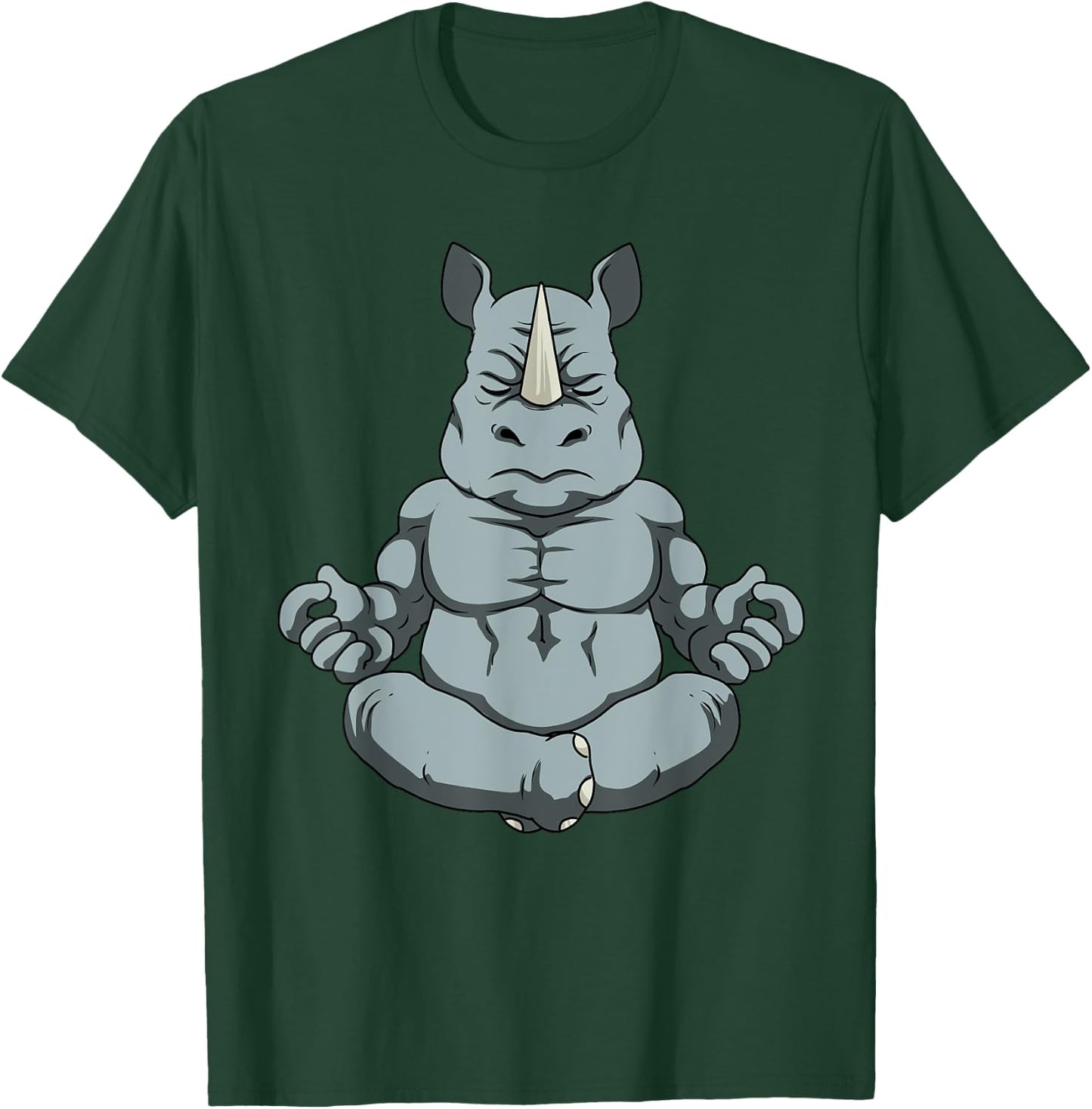Meditation Shirt Men Rhinoceros Yoga Gift Men Namaste Rhino T-Shirt - T-Shirt | Forest