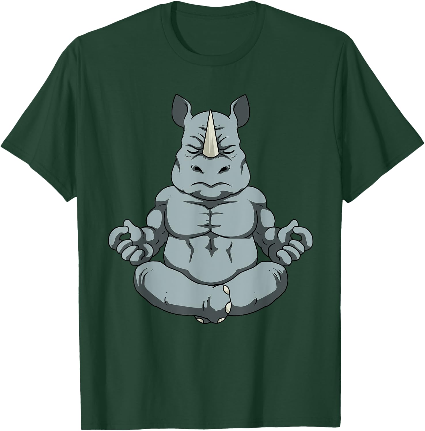 Meditation Shirt Men Rhinoceros Yoga Gift Men Namaste Rhino T-Shirt - T-Shirt | Forest