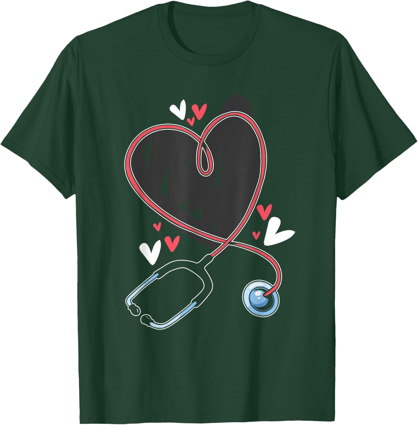 Heart Stethoscope Medical School Nursing Study Lover Nurse T-Shirt - T-Shirt | Forest