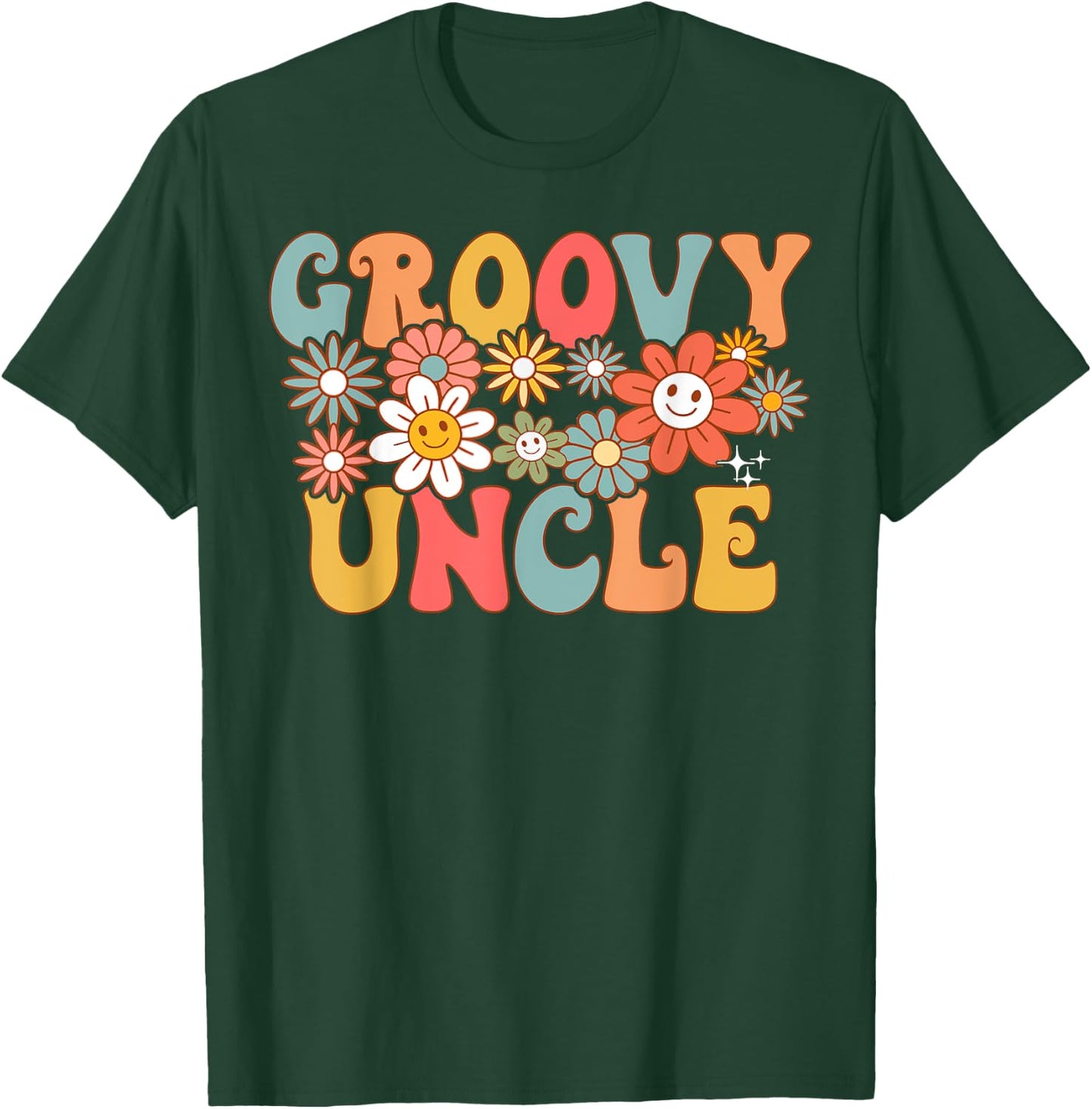 Retro Groovy Uncle 1st Birthday Matching Family Hippie Funny T-Shirt - T-Shirt | Forest