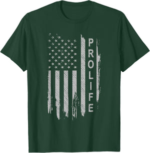 Pro Life on American Flag T-Shirt - T-Shirt | Forest