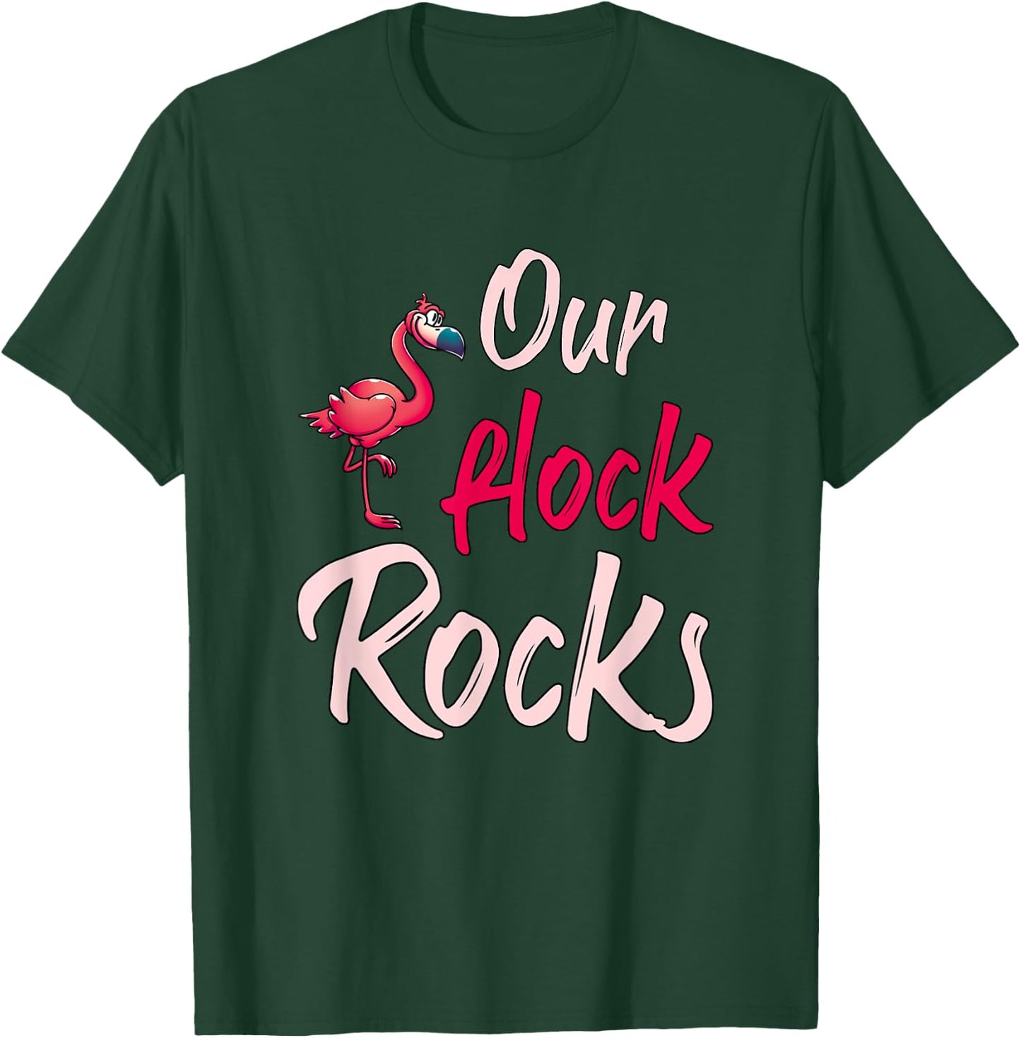 Our Flock Rocks Flamingo T-Shirt - T-Shirt | Forest