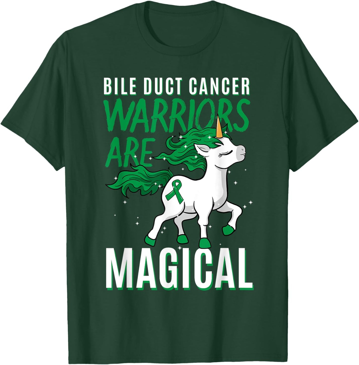Bile Duct Cancer Awareness Cholangiocarcinoma Unicorn Lover T-Shirt - T-Shirt | Forest