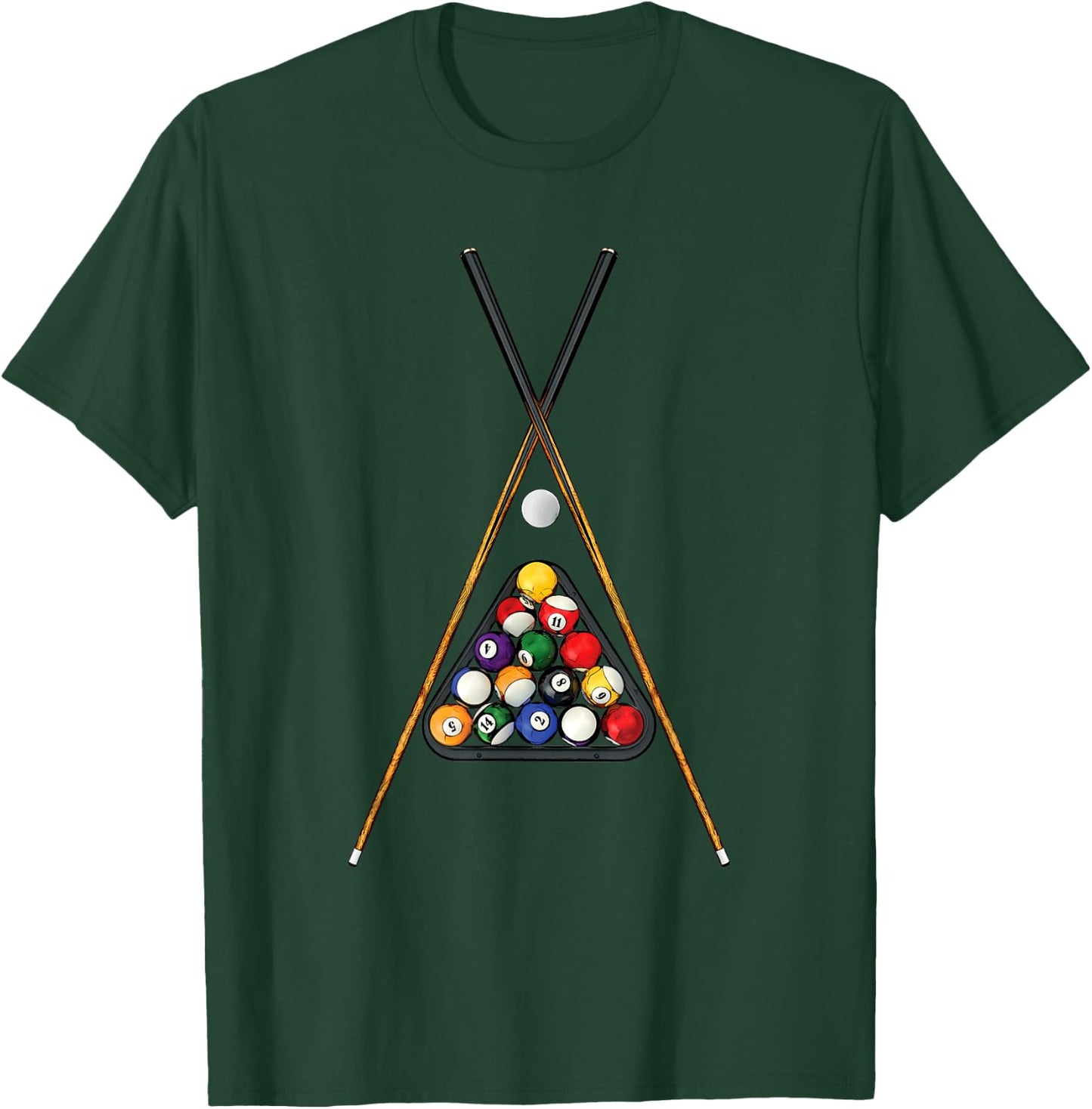 Pool Player's Racked Balls Sticks Cue Ball Billiards Art T-Shirt - T-Shirt | Forest