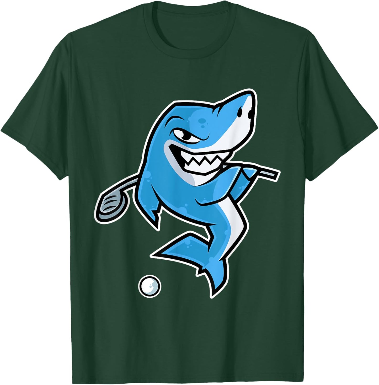 Shark Golf Player Golfer Golfing Funny Kids Boys T-Shirt - T-Shirt | Forest