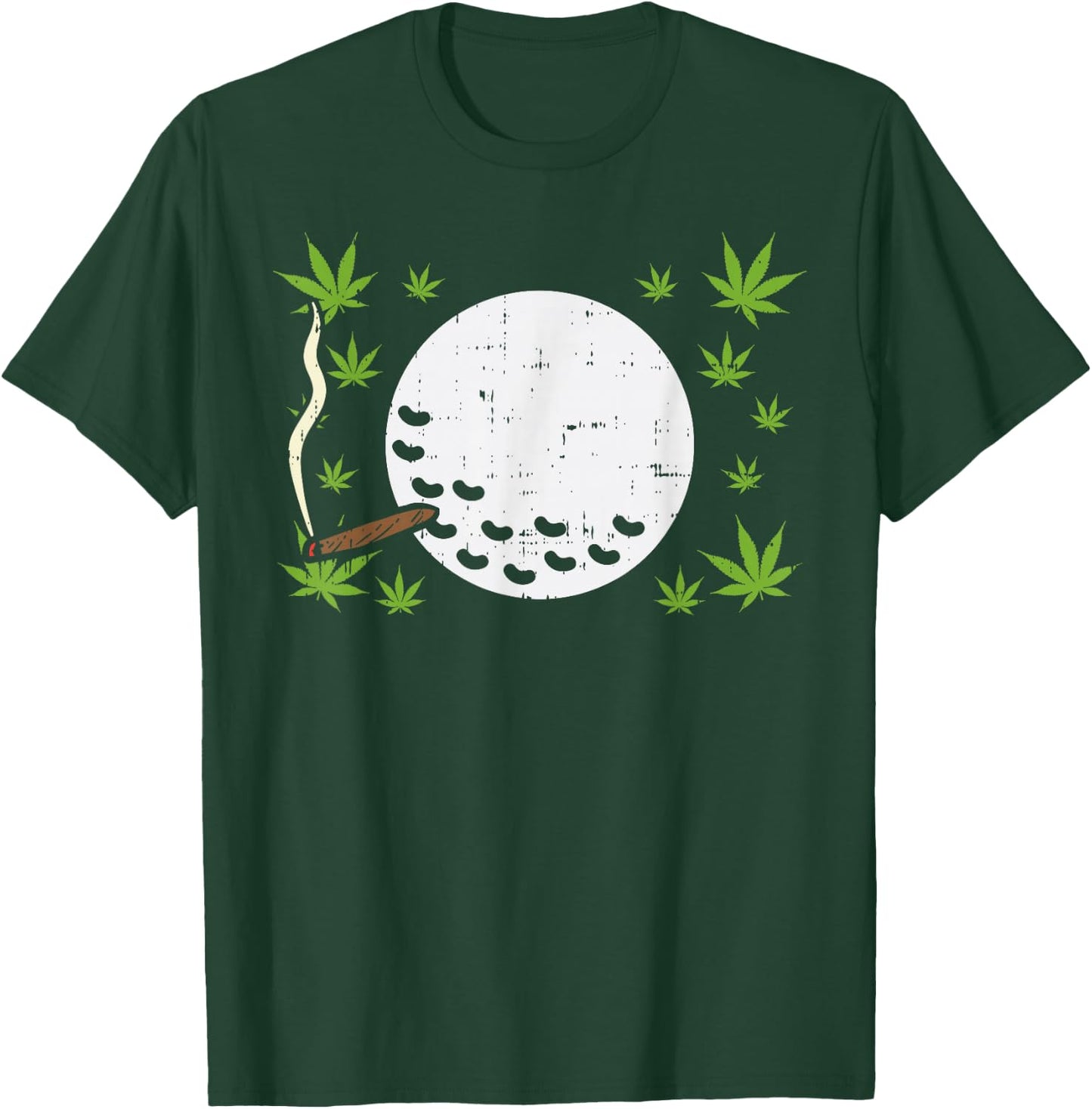 Golf Ball Smoking Weed Cannabis Golfer 420 Blunt Stoner Gift T-Shirt - T-Shirt | Forest