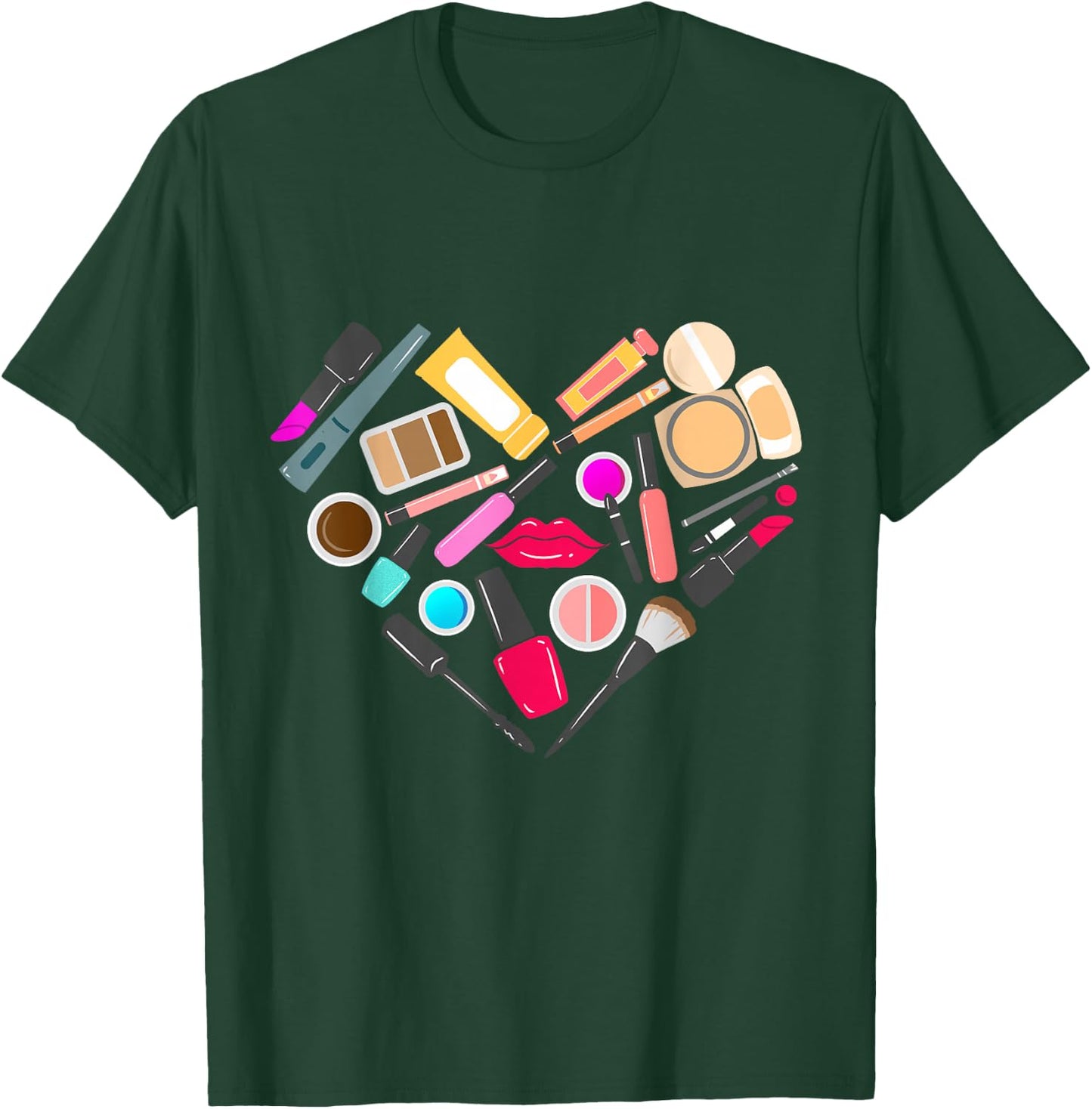 Makeup Artist Heart Beautician T-Shirt - T-Shirt | Forest