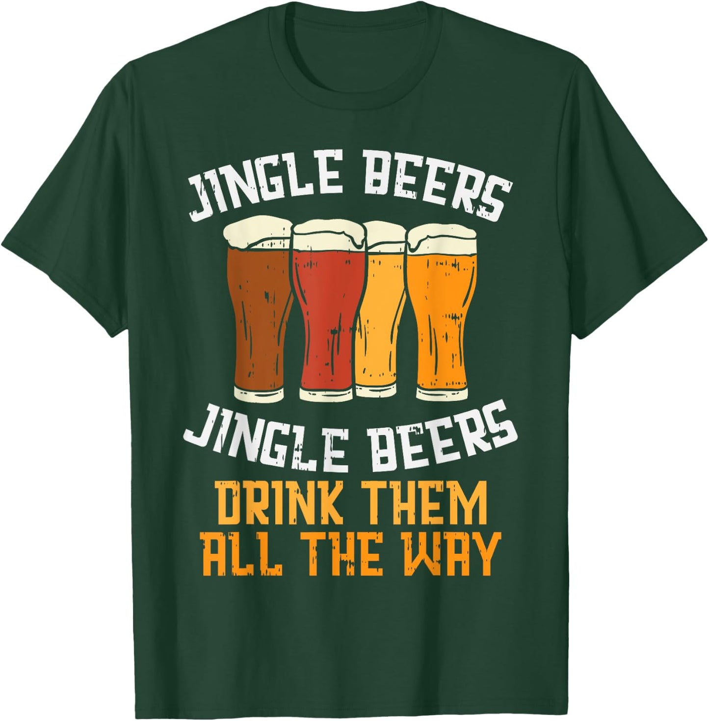 Jingle Beers Drink All The Way Christmas Beer Lover PJ T-Shirt - T-Shirt | Forest