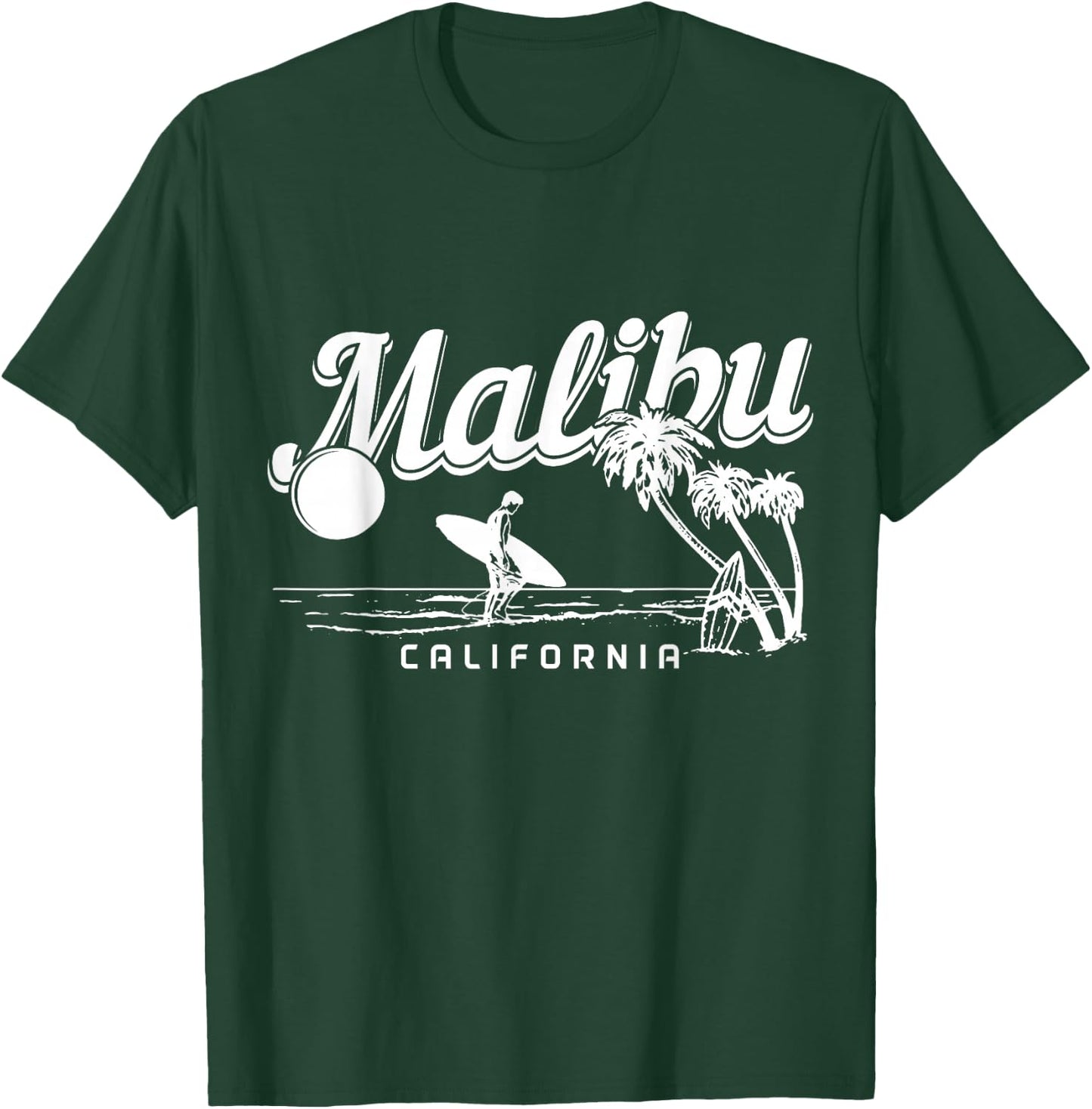 Malibu Beach California Surf Vintage Souvenir Surfing Surfer T-Shirt - T-Shirt | Forest