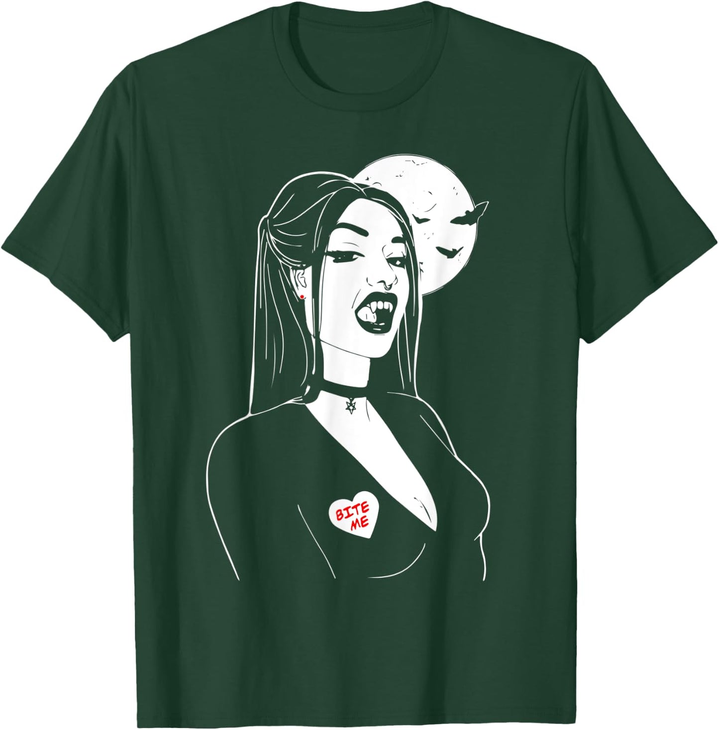Vampire Girl Bite Me, Art Desing , Beauty Vamp T-Shirt - T-Shirt | Forest