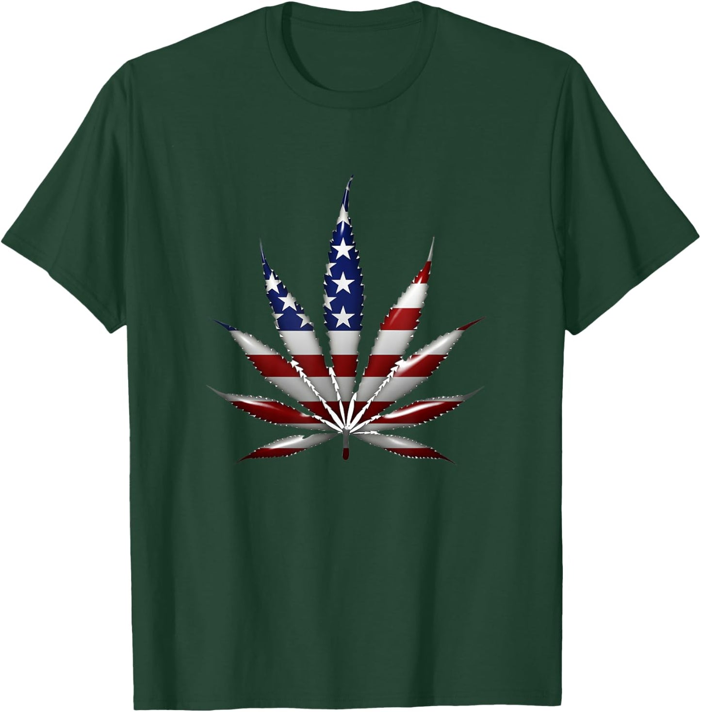 Marijuana Pot Leaf America USA American Flag Men T-Shirt - T-Shirt | Forest