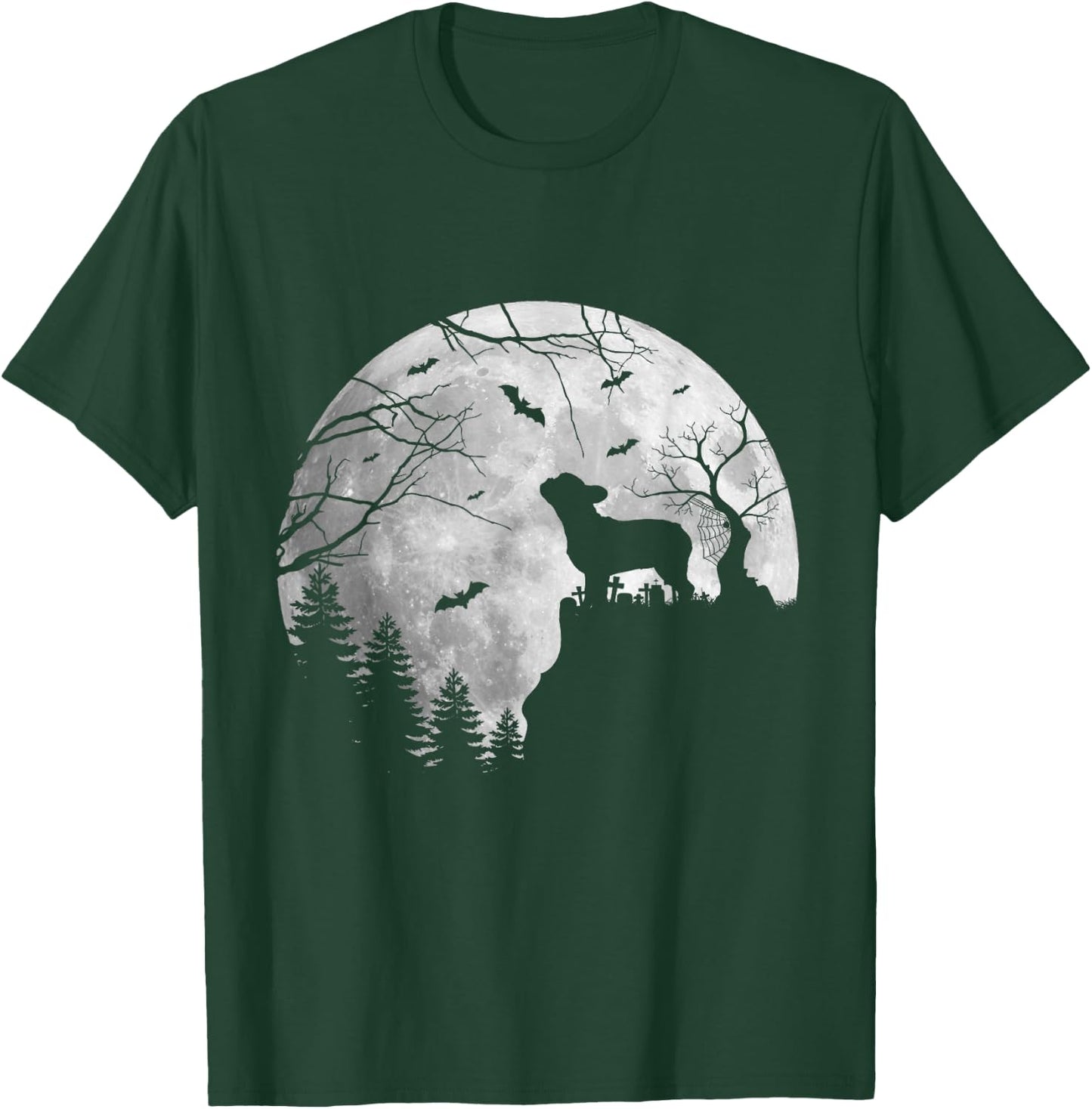 Frenchie Dog Moon Howl In Forest Halloween Dog Frenchie Women Kids T-Shirt - T-Shirt | Forest