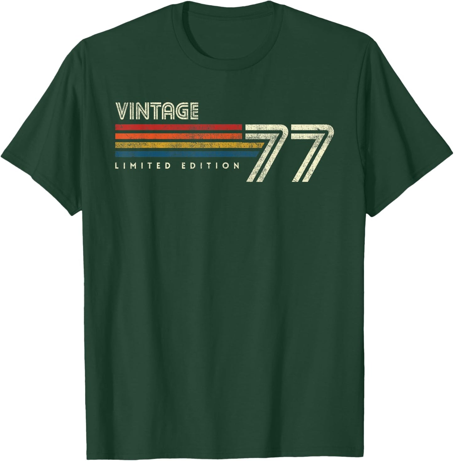 Vintage 1977 Chest Stripe Birthday T-Shirt - T-Shirt | Forest