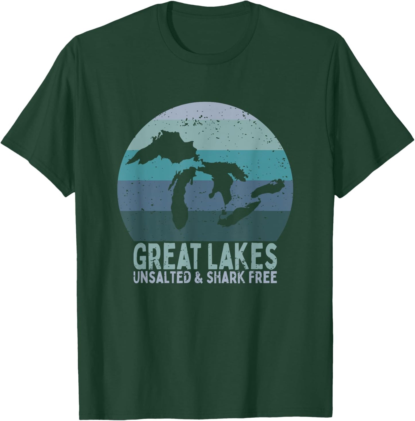 Vintage Great Lakes Unsalted and Shark Free Lake Life T-Shirt - T-Shirt | Forest