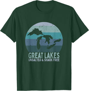 Vintage Great Lakes Unsalted and Shark Free Lake Life T-Shirt - T-Shirt | Forest