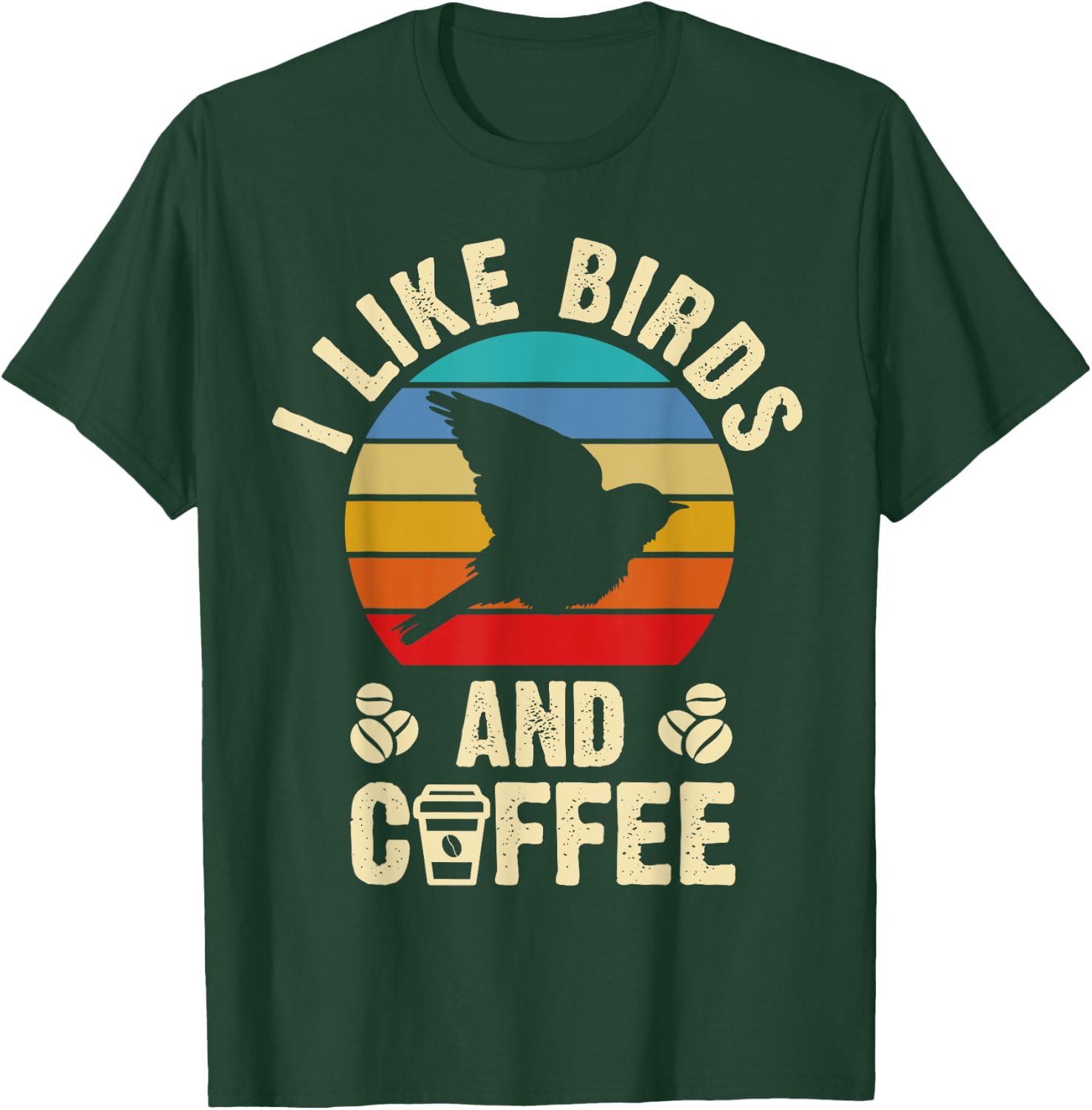 I like Birds & Coffee Funny vintage I Heart Birds Lover T-Shirt - T-Shirt | Forest