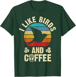 I like Birds & Coffee Funny vintage I Heart Birds Lover T-Shirt - T-Shirt | Forest