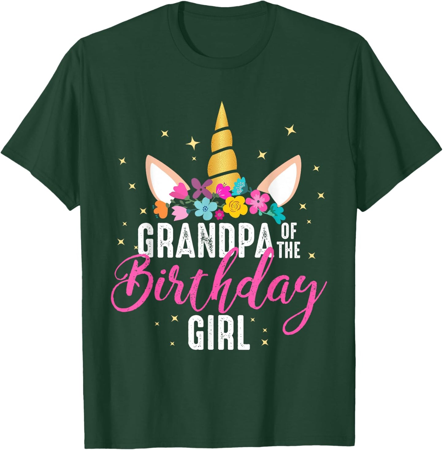 Grandpa Of The Birthday Girl Grandpa Gift Unicorn Birthday T-Shirt - T-Shirt | Forest