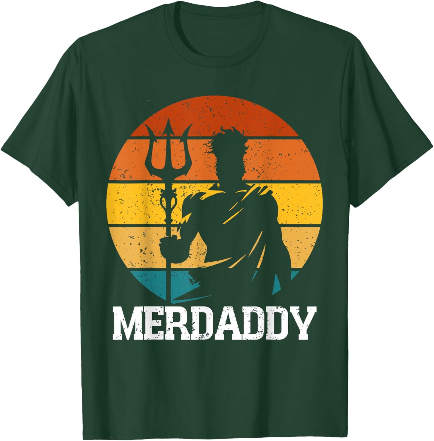 Retro Merdaddy Security Merman Mermaid Merdad Father's Day T-Shirt - T-Shirt | Forest