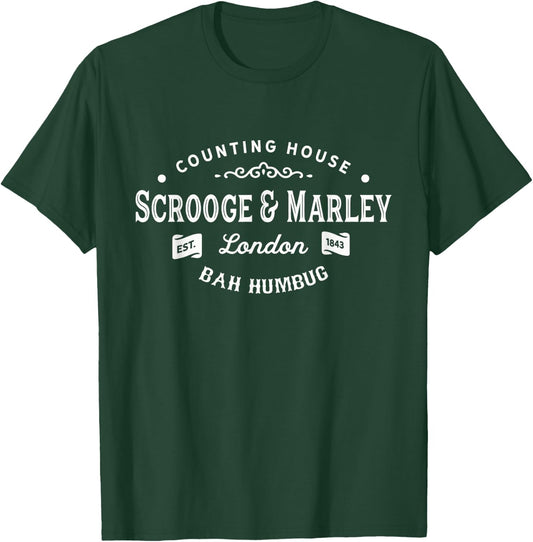 Scrooge and Marley Counting House Christmas Carol Bah Humbug T-Shirt - T-Shirt | Forest