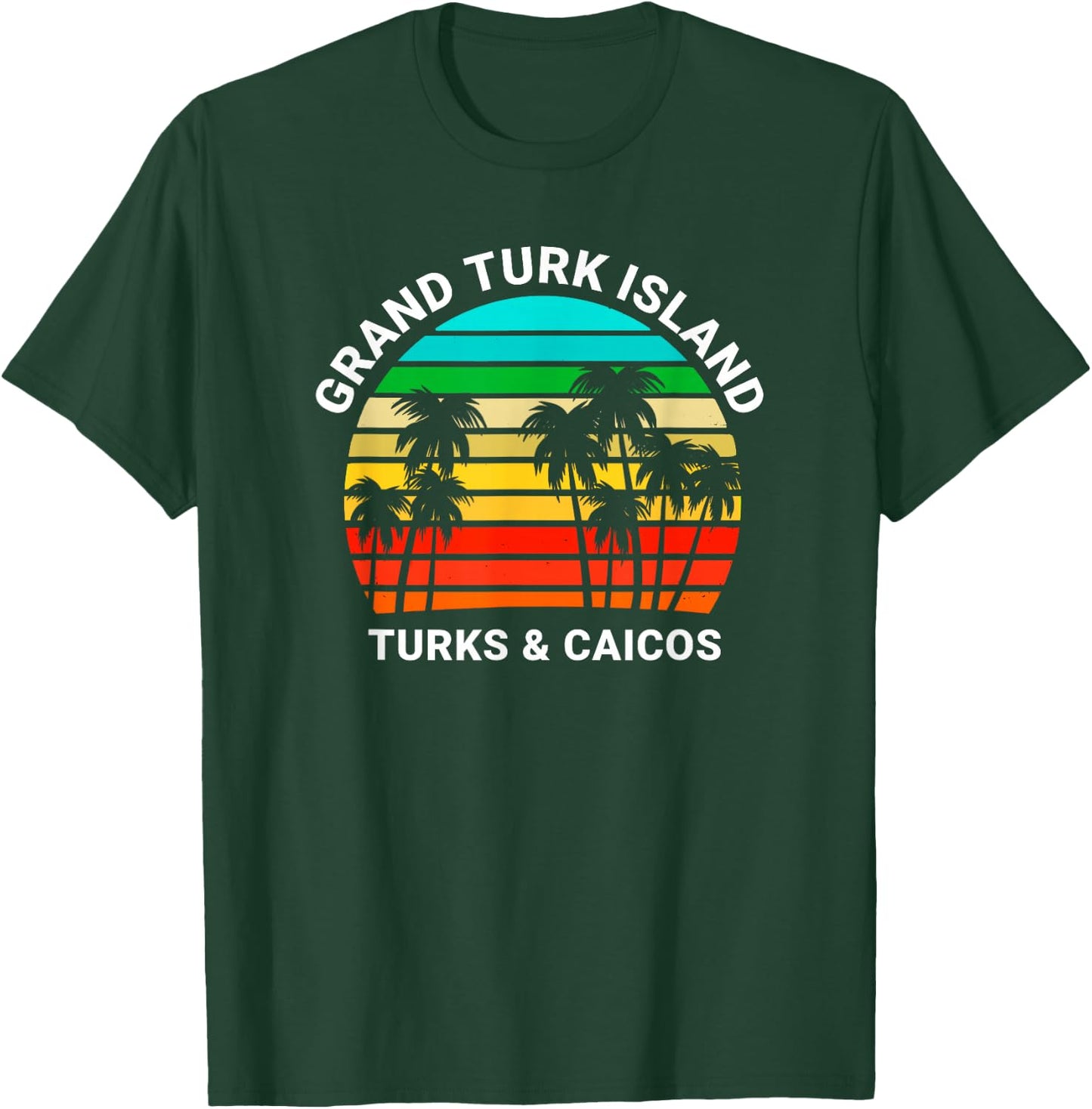 Grand Turk Island Turks & Caicos Shirt Sunset Palm Trees T-Shirt - T-Shirt | Forest
