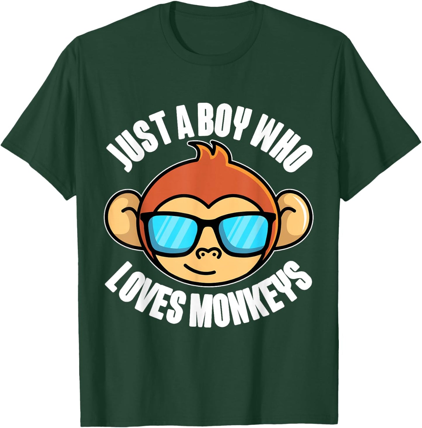 Just A Boy Who Loves Monkeys With Sunglasses For Kids T-Shirt - T-Shirt | Forest