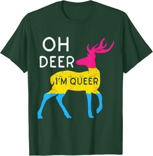 Oh Deer I'm Queer Pansexual Homosexuality Rainbow Flag Pride T-Shirt - T-Shirt | Forest