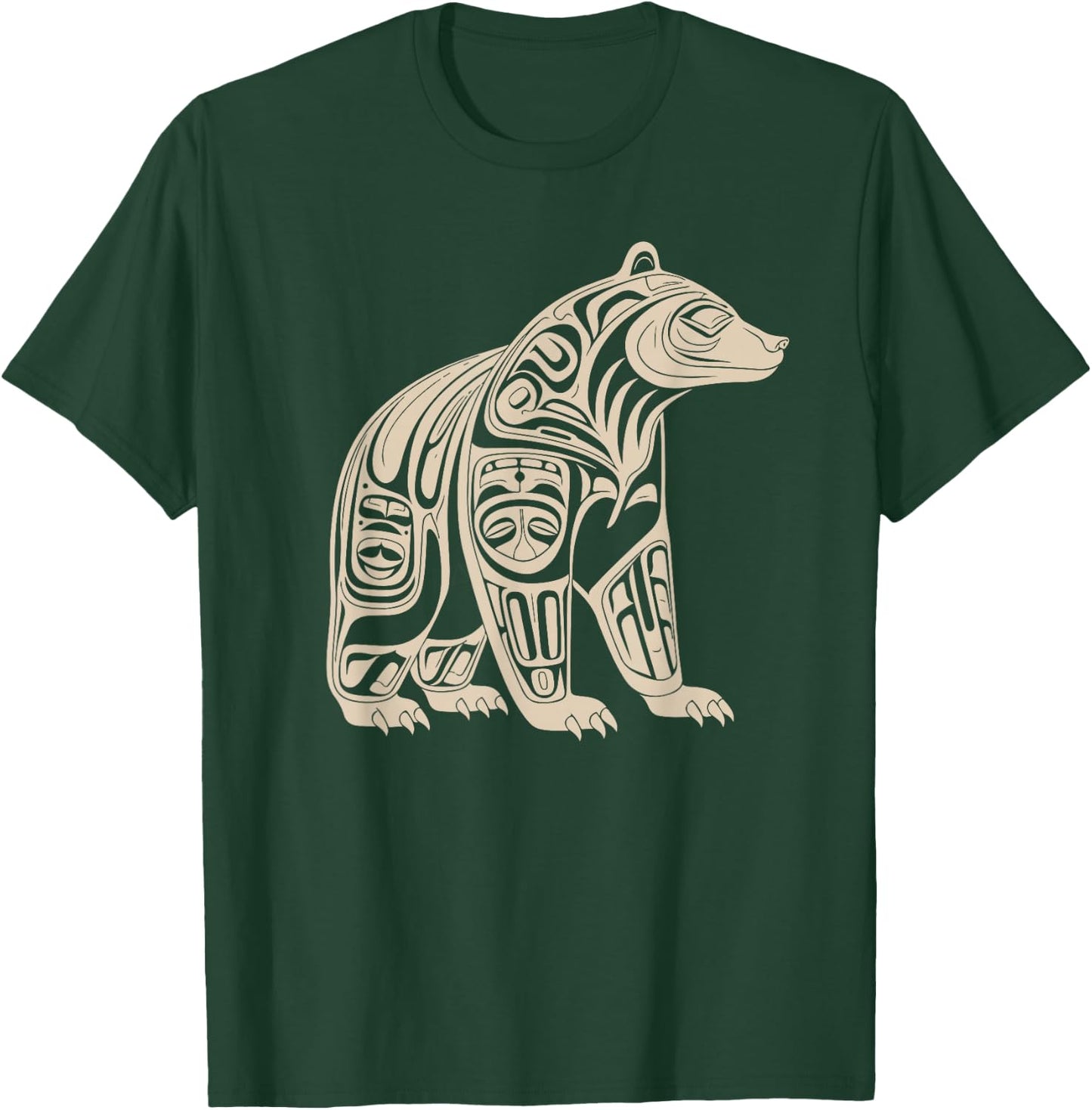 Bear Native Formline Art Salish Haida Tlingit Pacific Animal T-Shirt - T-Shirt | Forest
