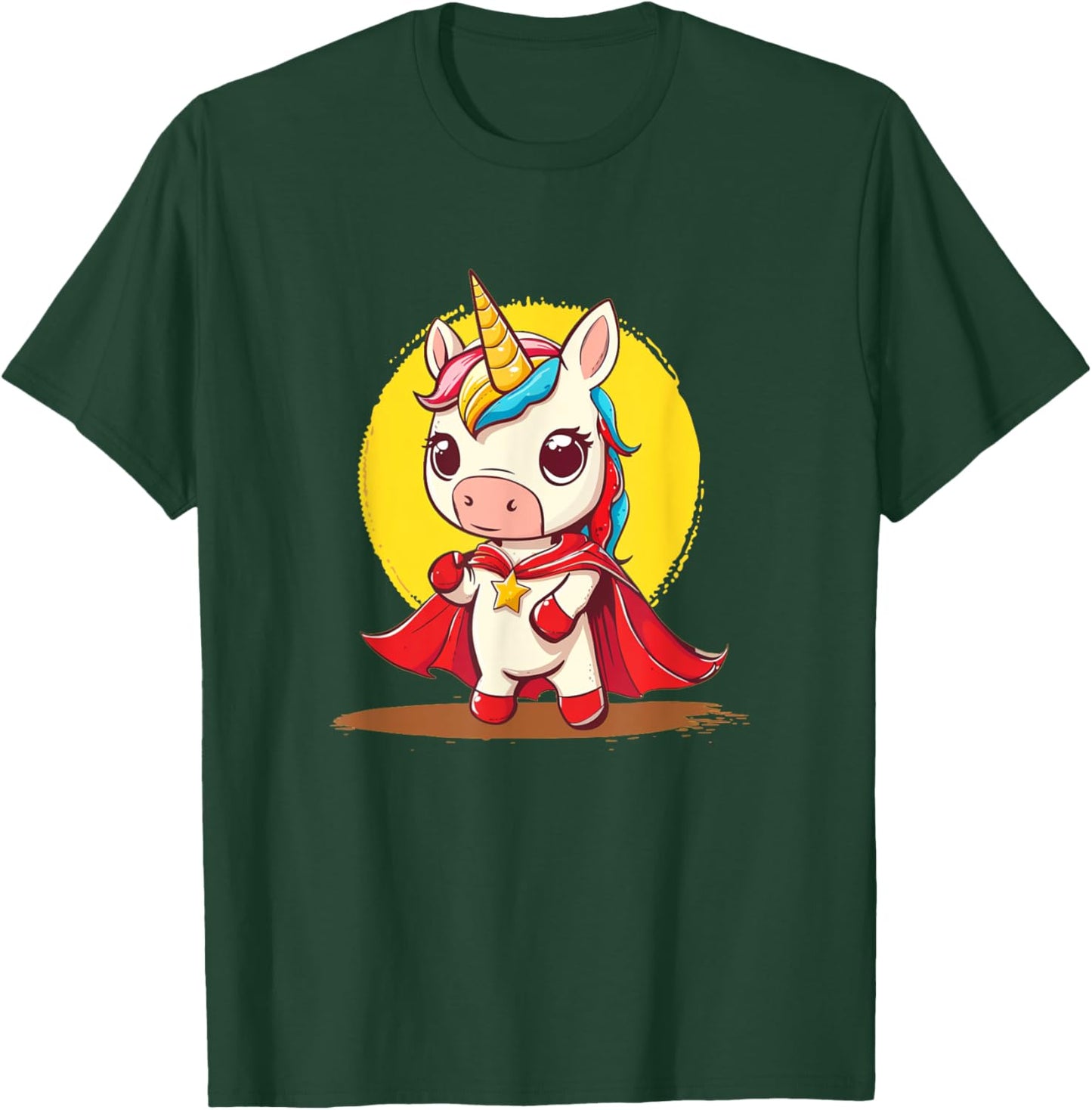 Good-looking Unicorn in Superhero Uniform with Cape T-Shirt - T-Shirt | Forest