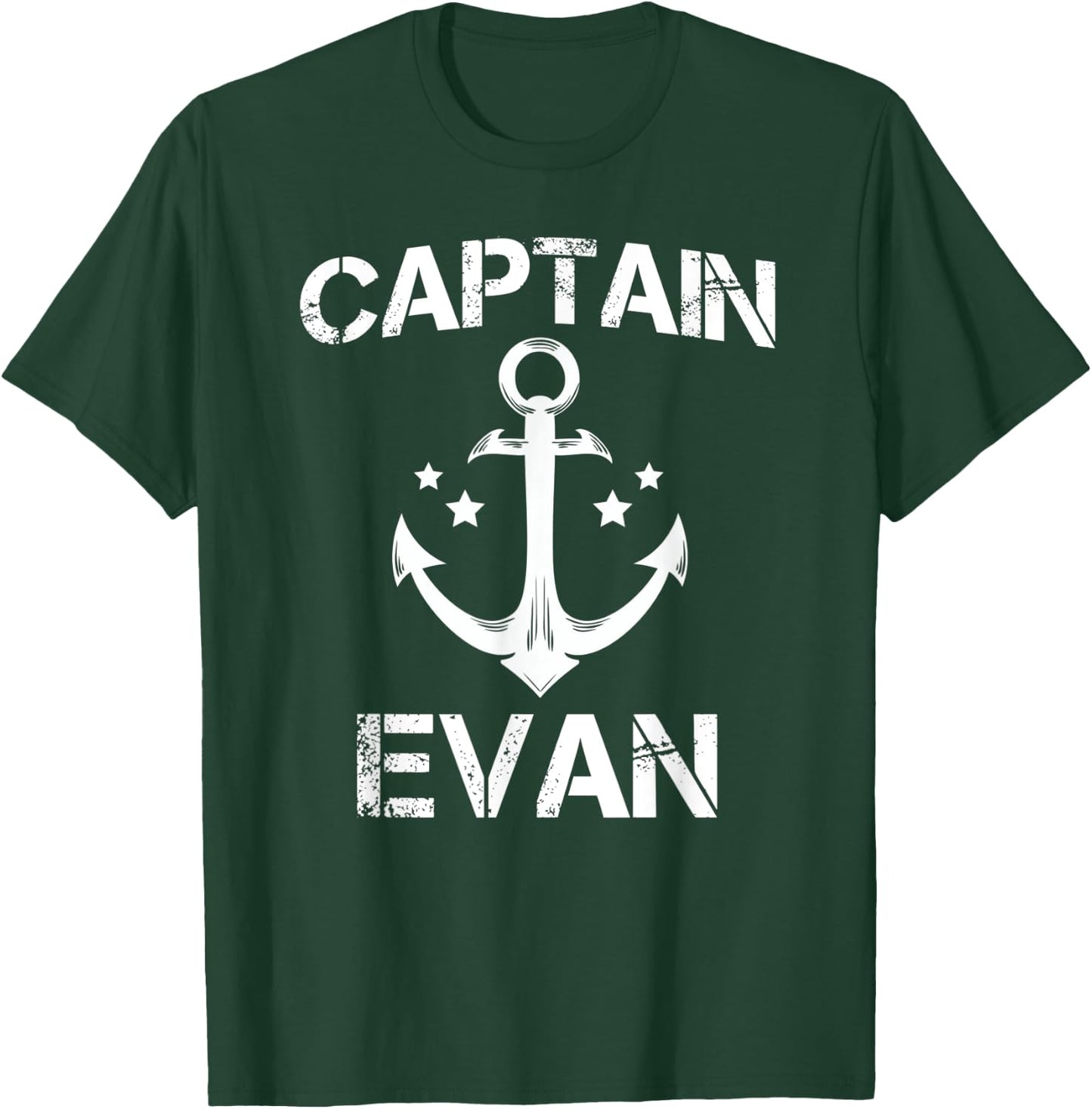 CAPTAIN EVAN Funny Birthday Personalized Name Boat Gift T-Shirt - T-Shirt | Forest