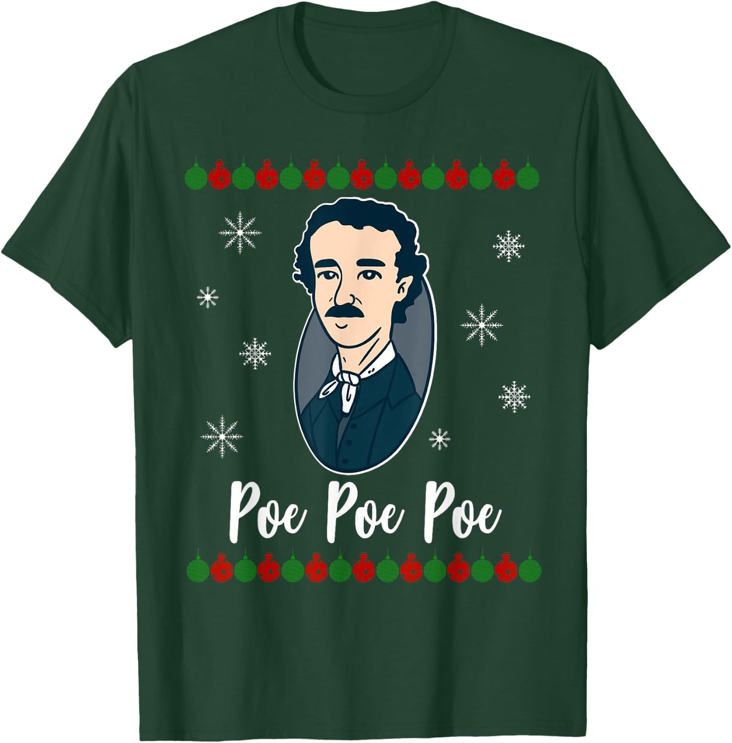 Poe Poe Poe Merry Christmas Edgar Allen Xmas Writer T-Shirt - T-Shirt | Forest