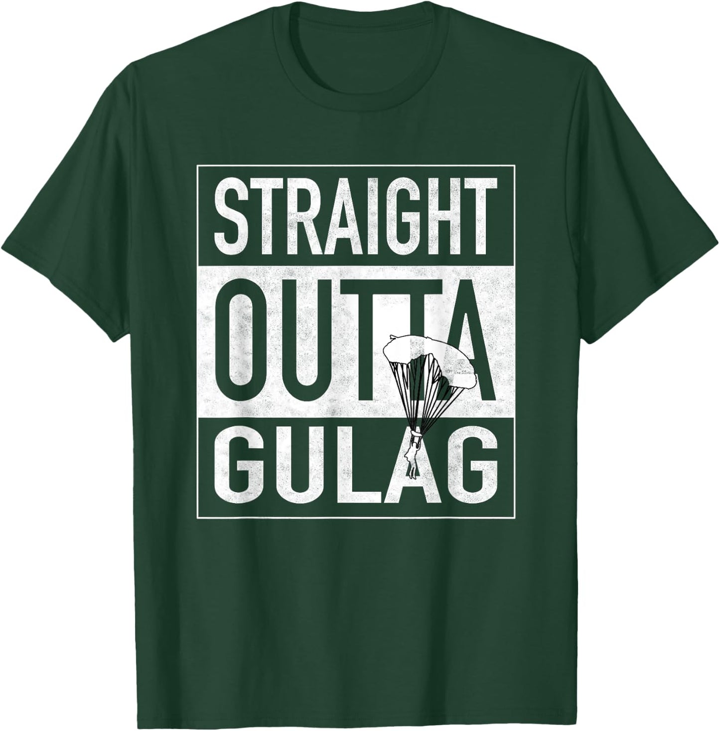 Straight Outta Gulag with Parachute for Gamers T-Shirt - T-Shirt | Forest