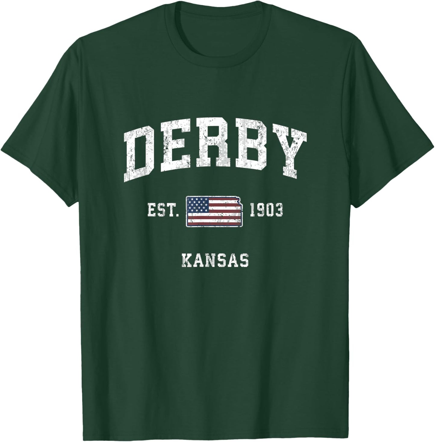 Derby Kansas KS Vintage American Flag Sports Design T-Shirt - T-Shirt | Forest