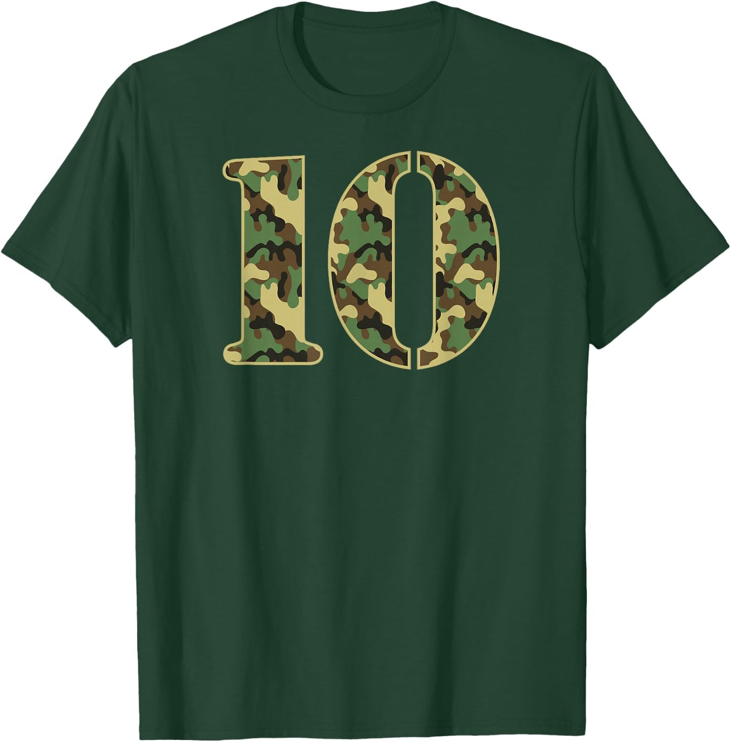 10th Birthday Gift Soldier 10 Year Old Military Themed Camo T-Shirt - T-Shirt | Forest